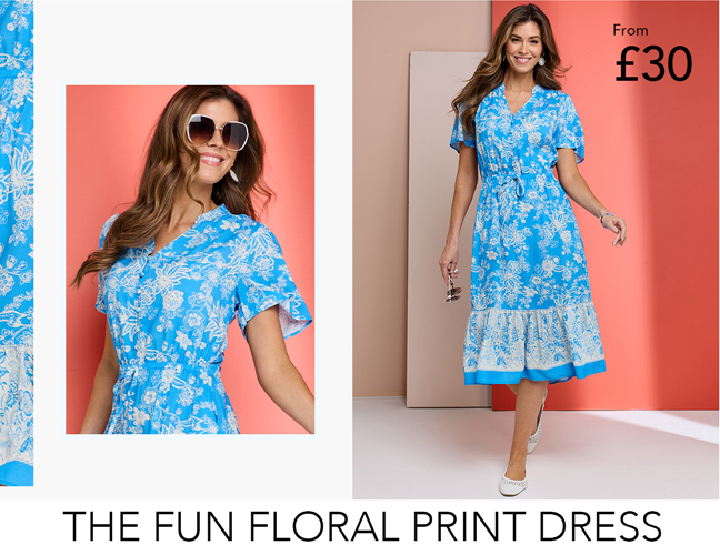 Border Print Short Sleeve Dress - LS667